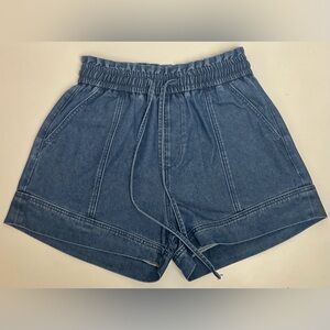 Denim Elastic Waist Shorts